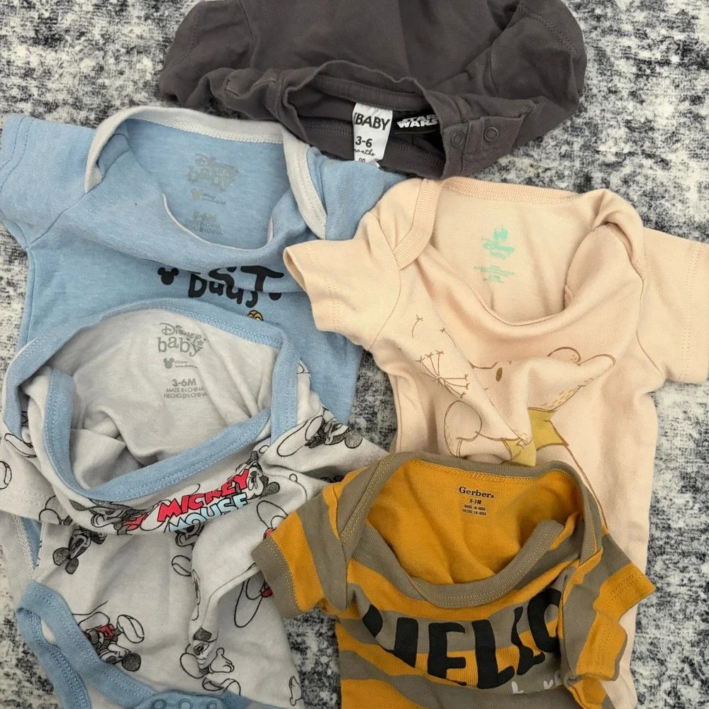 Disney Grogu Mickey Mouse Pooh Mixed 0-6 Months Baby Clothing Lot 11pc Bundle